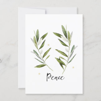 PEACE, Olivenblatt, Weihnachten, Urlaub, Aquarell, Einladung