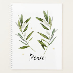 PEACE, Olivenblatt, Weihnachten, Urlaub, Aquarell, Planer