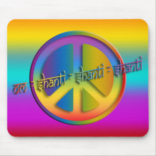 PEACE OM SHANTI   linear farbig Mousepad