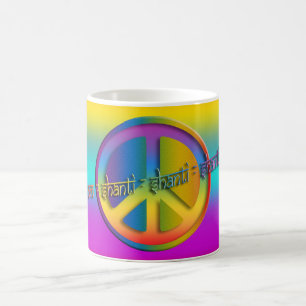 PEACE OM SHANTI linear farbig Tasse