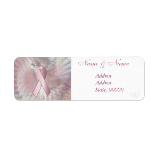 Peace on Angelic Wings Pink Ribbon Address Label