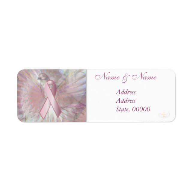 Peace on Angelic Wings Pink Ribbon Address Label (Vorne)