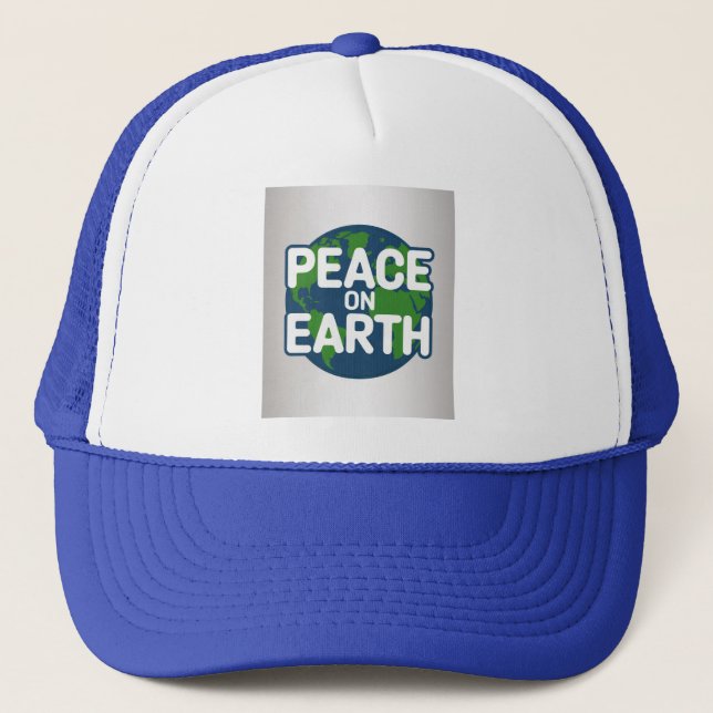 Peace On Earth Blau  Truckerkappe (Vorderseite)
