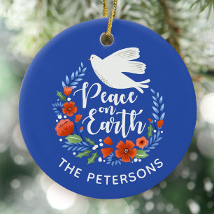 Peace on Earth Christmas Keramik Ornament