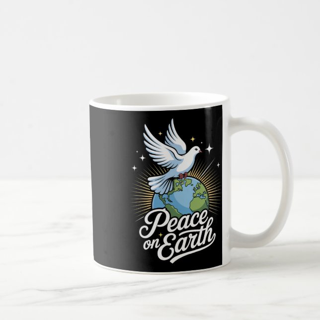 Peace On Earth Dove And Globe Faith Christmas  Kaffeetasse (Rechts)