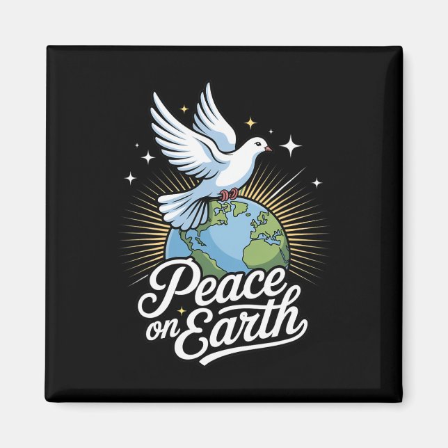 Peace On Earth Dove And Globe Faith Christmas  Magnet (Vorne)