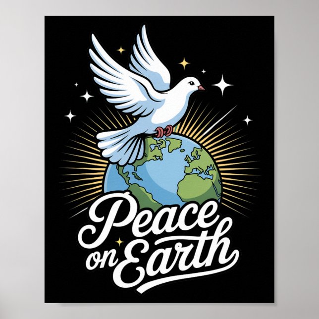 Peace On Earth Dove And Globe Faith Christmas  Poster (Vorne)