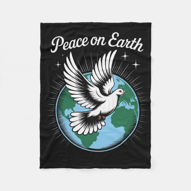 Peace On Earth Dove And Globe Faith Christmas Spir Fleecedecke (Vorderseite)