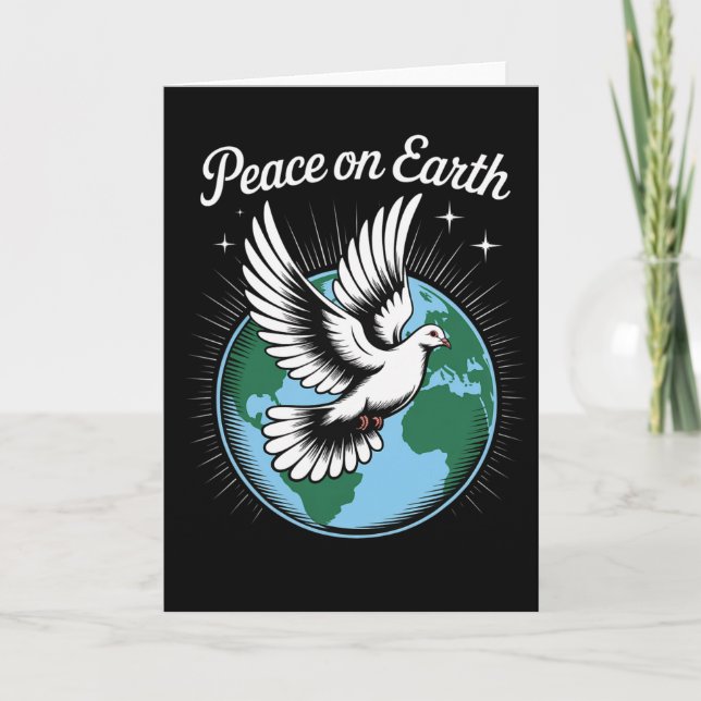 Peace On Earth Dove And Globe Faith Christmas Spir Karte (Vorderseite)