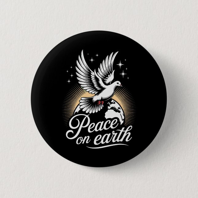 Peace On Earth Dove And Globe Peaceful Christmas  Button (Vorderseite)