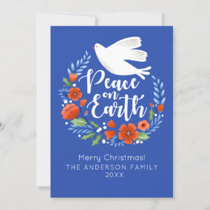 Peace on Earth Floral Christmas Holiday Foto Feiertagskarte