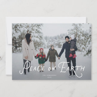 Peace on Earth Holiday Photo Card Feiertagskarte