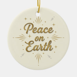 Peace on Earth Retro Script Vintage Typography  Keramik Ornament