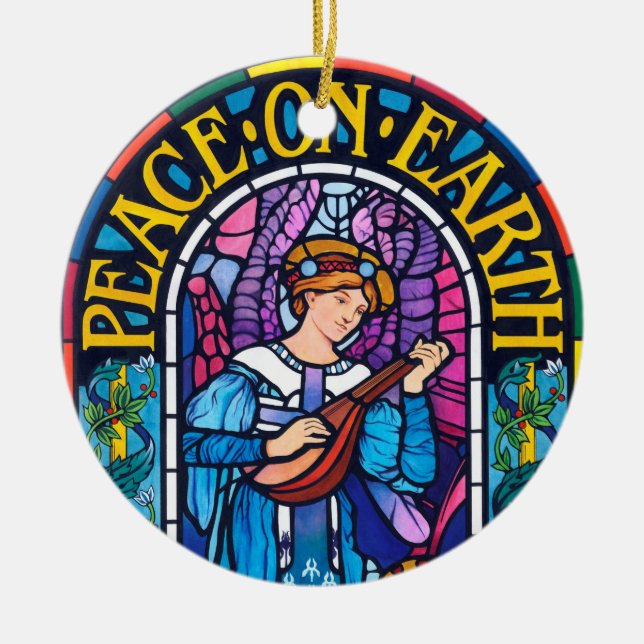Peace on Earth stained glass ceramic decoration Keramik Ornament (Vorne)