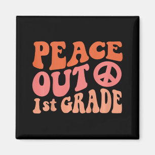 Peace Out 1. Grade Funny Retro 70's Letzter Tag vo Magnet
