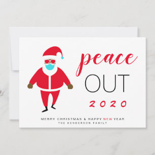Peace Out 2020 Black Santa in Mask Weihnachten