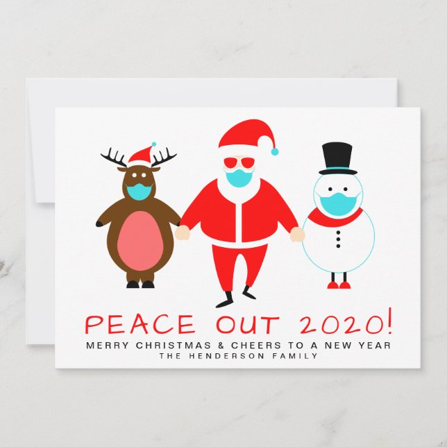 Peace Out 2020 Weihnachtsfeiertag Feiertagskarte (Vorderseite)