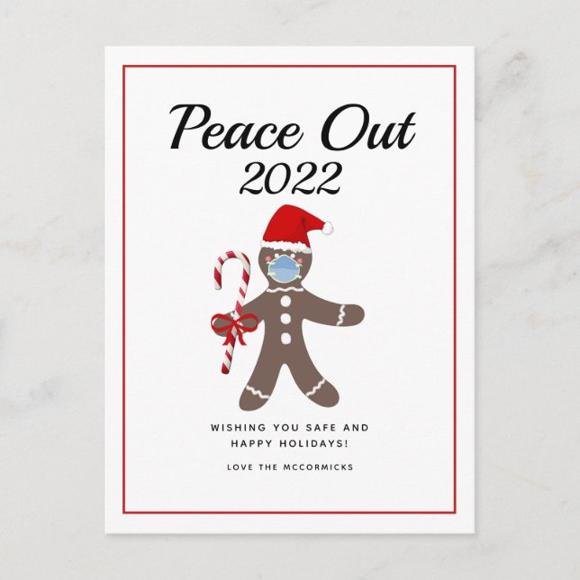 Peace Out 2021 Funny Gingerbread Maske Weihnachten (Vorderseite)