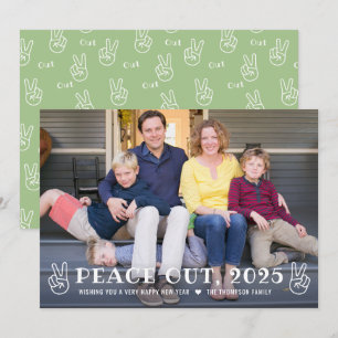 Peace Out 2023 Grünes Glück Neues Jahr Funny Foto Feiertagskarte