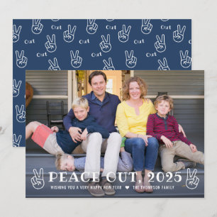 Peace Out 2023 Navy Happy New Year Funny Foto Feiertagskarte
