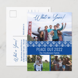 Peace Out 2023 Was a Year 3 Foto Collage - Blue Feiertagspostkarte