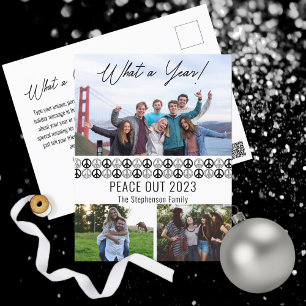 Peace Out 2023 Was a Year 3 Foto Collage - BW Feiertagspostkarte