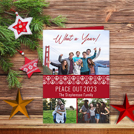 Peace Out 2023 Was a Year 3 Foto Collage - Red Feiertagskarte