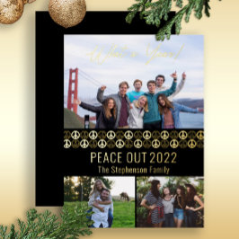 Peace Out 2023 Was a Year 3 Foto Collage - Schwarz Folien Feiertagskarte