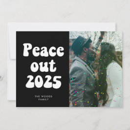 Peace out 2025 Retro Vintag New Year Foto Holida Feiertagskarte