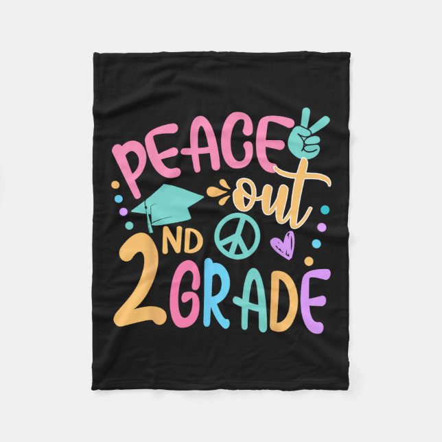 Peace Out 2. Klasse Bye Bye School Hallo Sommer Fleecedecke (Vorderseite)