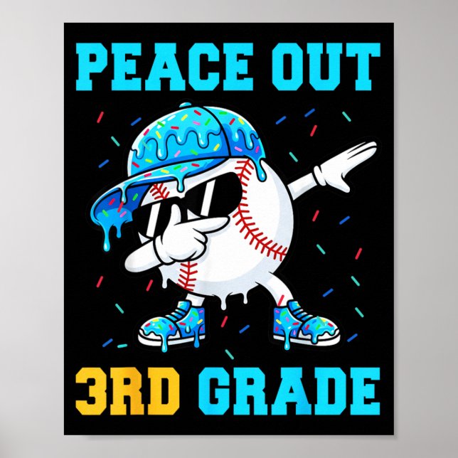 Peace Out 3. Klasse Zweite Baseball-Abschlussfeier Poster (Vorne)