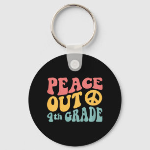 Peace Out 4. Grade Funny Retro 70's Letzter 4. Tag Schlüsselanhänger