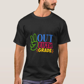 Peace Out 5. Klasse Letzter Schultag Lehrer Fünf T-Shirt