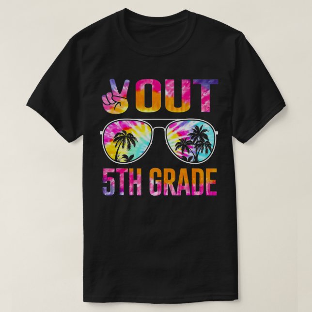 Peace Out 5th Grade Gefärbte Krawatte Abschluss T-Shirt (Design vorne)