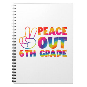 Peace Out 6. Gefärbte Krawatte Letzten Tag 6. Klas Notizblock