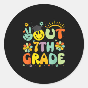 Peace Out 7th Grade Cl of 2025 Goodbye Abschluss Runder Aufkleber