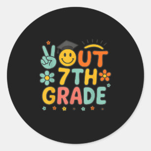 Peace Out 7th Grade Cl of 2025 Goodbye Abschluss Runder Aufkleber