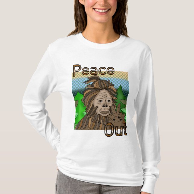 Peace Out Bigfoot Sasquatch T-Shirt (Vorderseite)