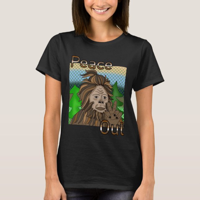 Peace Out Bigfoot Sasquatch T-Shirt (Vorderseite)