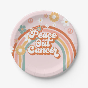 Peace Out Cancer Hippie Rainbow Pappteller