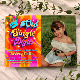 Peace Out einstellige Zahl mit Foto Einladung