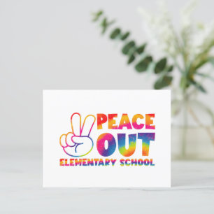Peace Out Elementary School Gefärbte Krawatte Letz Postkarte