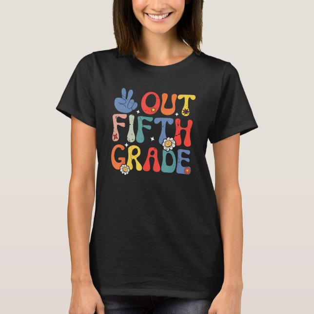 Peace Out Fifth 5th Grade  Elementary School Gradu T-Shirt (Vorderseite)