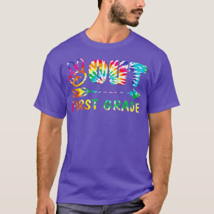 Peace out First Grade Gefärbte Krawatte Design Mat T-Shirt
