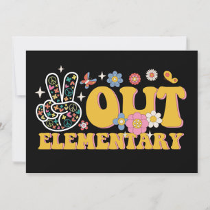 Peace Out Grundschule Groovy Letzter Schultag Einladung