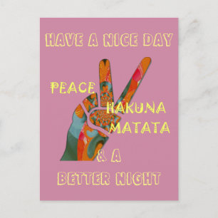 Peace Out: Hakuna Matata Vibes unterzeichnen Postkarte