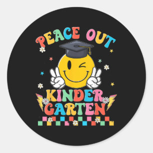 Peace Out Kindergarten Abschluss Letzter Tag Lehre Runder Aufkleber
