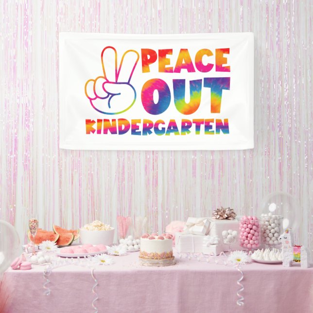 "Peace out Kindergarten" Gefärbte Krawatte letzten Banner (Party)