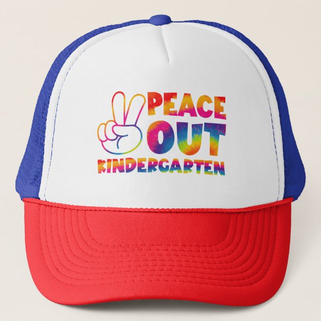 "Peace out Kindergarten" Gefärbte Krawatte letzten Truckerkappe (Vorderseite)
