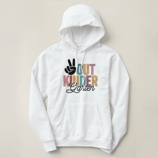 "Peace Out Kindergarten" Letzter Schultag 2022 Gra Hoodie (Design vorne)